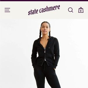 State Cashmere 100% cashmere women’s M full-zip hoodie in black